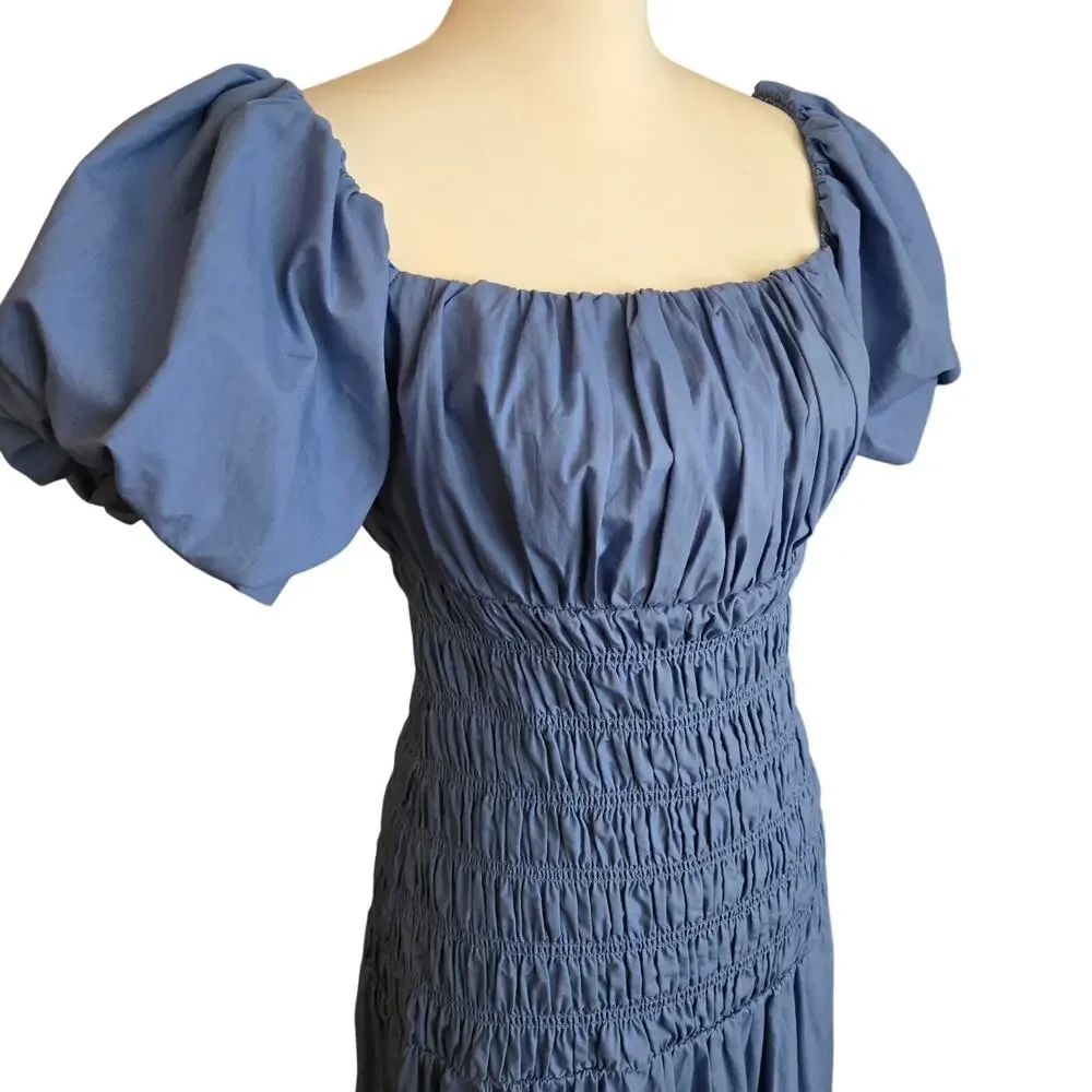 Romantic Milkmaid Peasant Puff Sleeve Smocked Maxi Dress M Abercrombie & Fitch